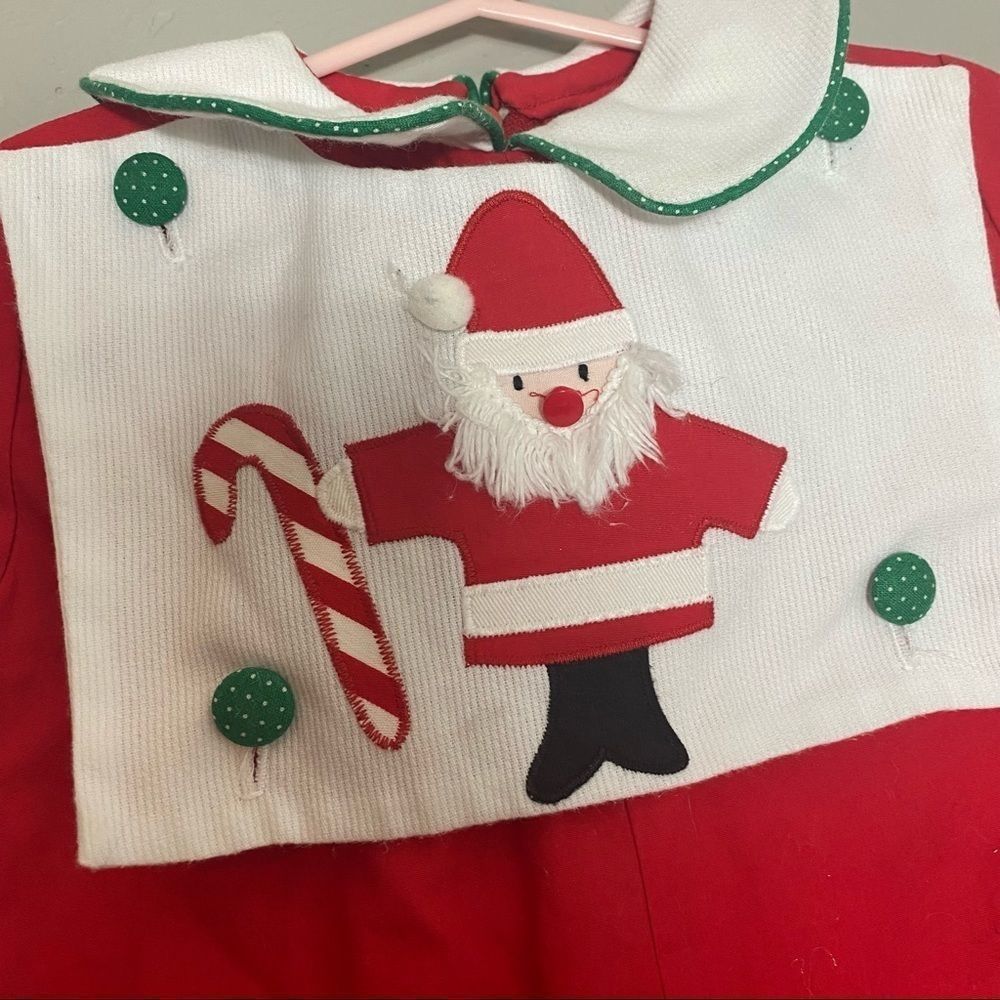 Vintage baby boy smocked Santa romper - Picture 2 of 7